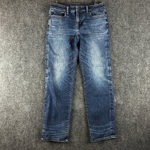 American Eagle Jeans Mens 32 Original Straight Cotton Stretch Pockets Frayed Hem